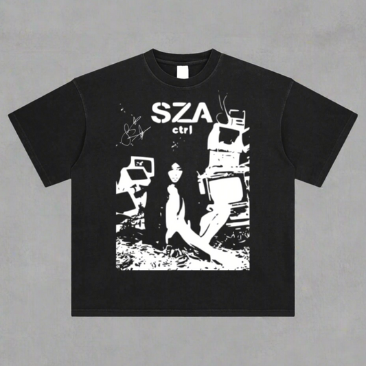 SZA "CTRL" HEAVY WASHED BLACK T SHIRT